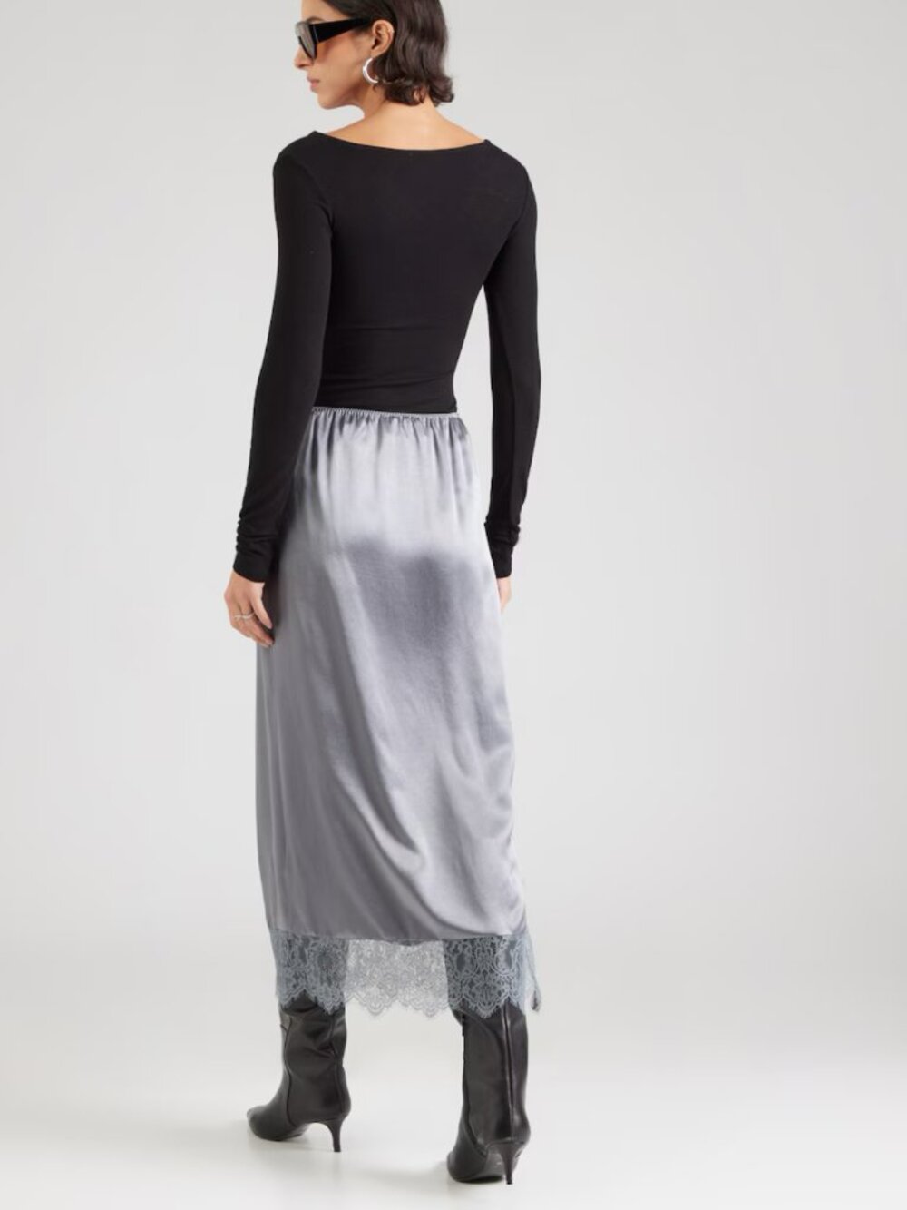 Munthe "Ravin" Slip Skirt w Lace in Grey, size 34. Fits like US 2/4 - Picture 2 of 12